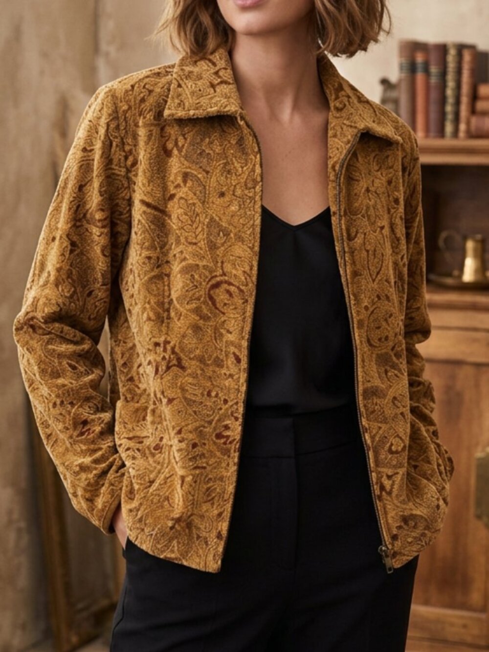 Vintage Flashback BOHO Tapestry Full-Zip Jacket